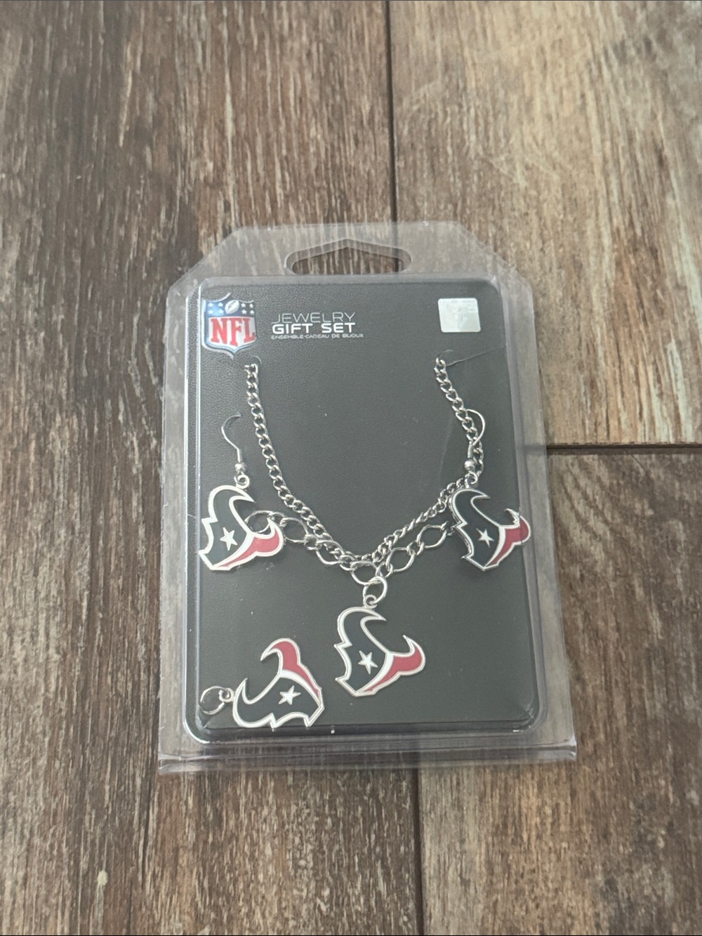 NFL Houston Texans Charm Necklace and Earrings - Silver, Navy, Red